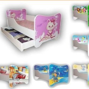 Children Bed PONY Single Bed For Girls Kids with mattress 140x70, drawer +pillow