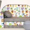 Childrens sofa bed type W, Fold Out Sofa Foam Bed for children + free pillow and pouffe - WA5 - Animals