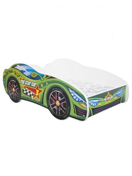 Racing Car Bed Toddler GREEN + mattress + pillow 2 sizes 140x70cm / 160x80cm