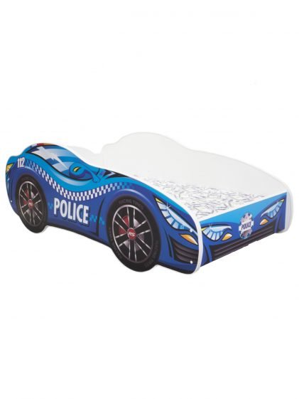 Racing Car Bed Toddler POLICE + mattress + pillow 2 sizes 140x70cm / 160x80cm