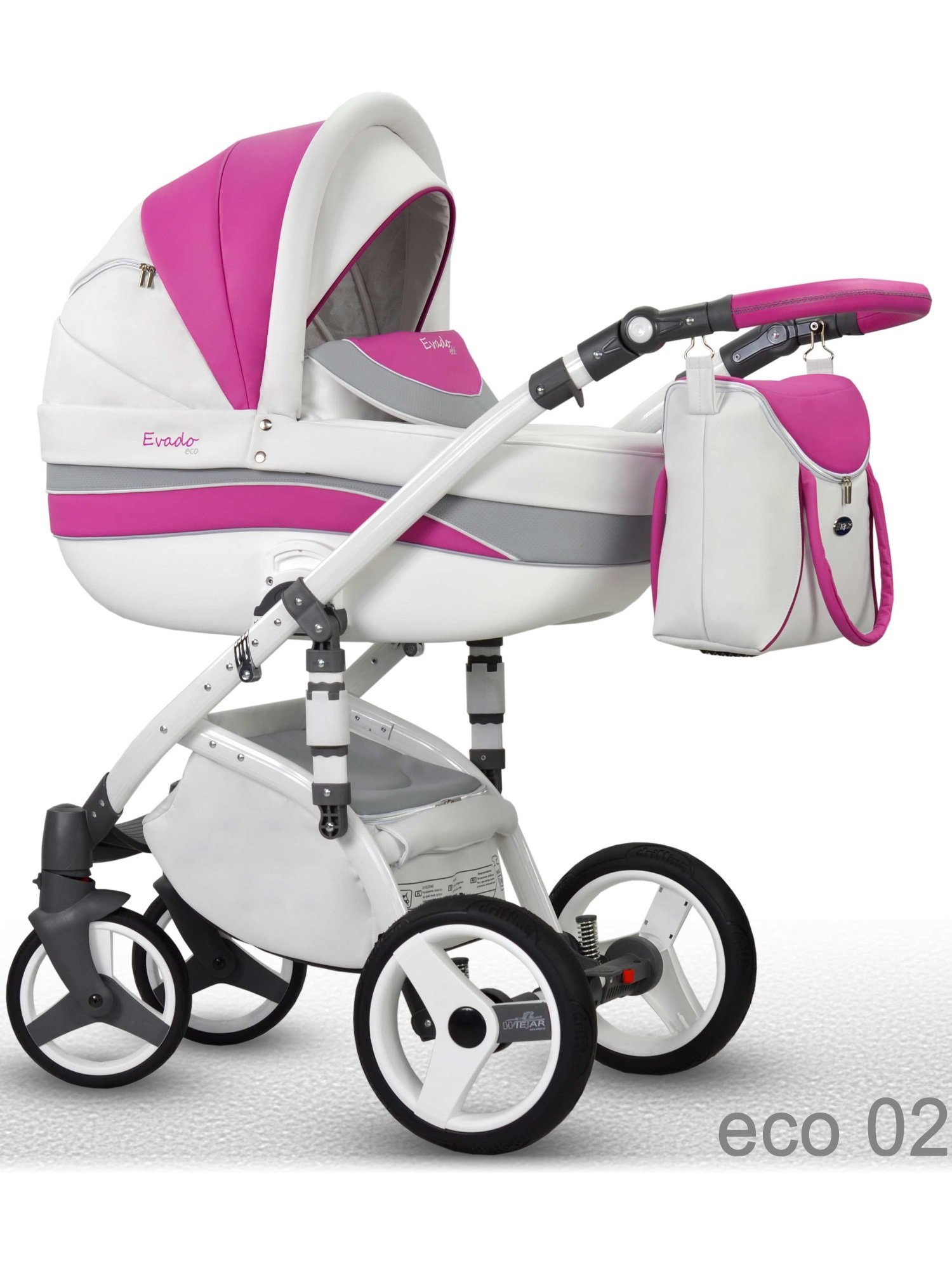 grey and pink travel system