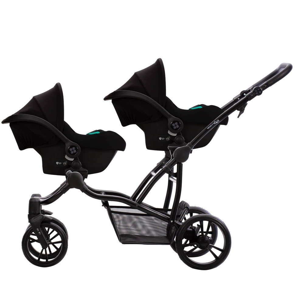 Bebetto42 Sport LJ195 White Graphite Black Frame Double pushchair For Twins 2in1 3in1 4in1