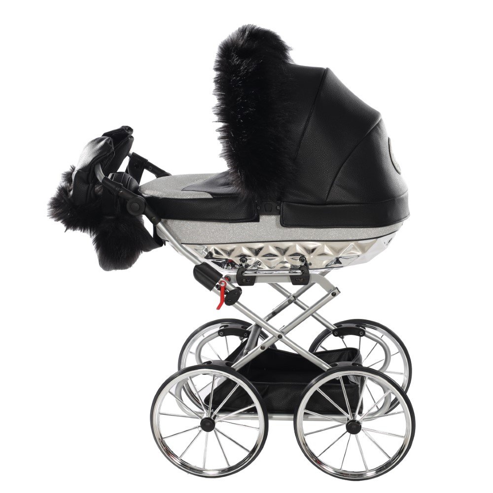 Doll s pram Junama Handcraft Glitter Black Silver PPG4Kids Strollers and more